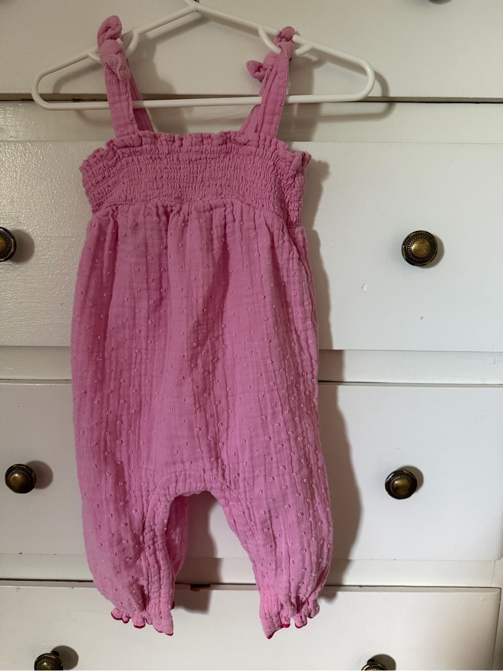Old Navy Pink Smocked Cotton Romper for Girls